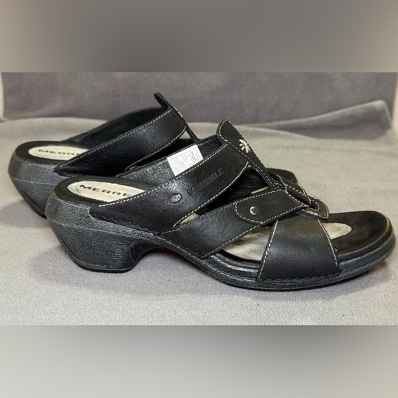 MERRELL Luxe Slide Sandal Womens Size 10 Black Strappy Slip On Cushioned Comfort - Picture 4 of 12
